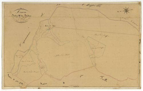 Menou, cadastre ancien : plan parcellaire de la section B dite des Bardins, feuille 1