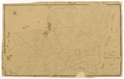 Mhère, cadastre ancien : plan parcellaire de la section D dite de Jeaux, feuille 1