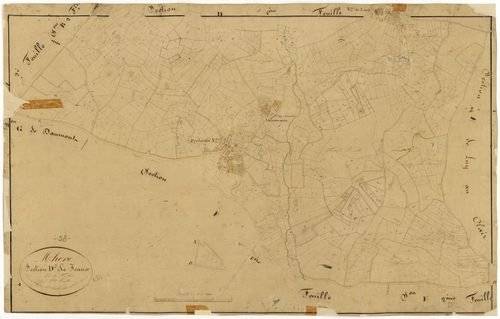 Mhère, cadastre ancien : plan parcellaire de la section D dite de Jeaux, feuille 2