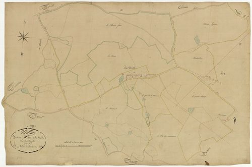 Millay, cadastre ancien : plan parcellaire de la section D dite de la Garde, feuille 1