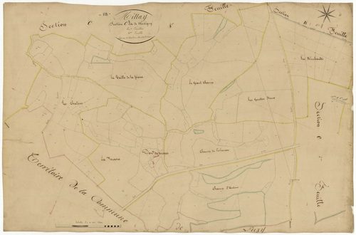 Millay, cadastre ancien : plan parcellaire de la section C dite de Montigny, feuille 3