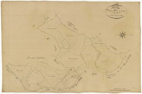 Millay, cadastre ancien : plan parcellaire de la section A dite du Bourg, feuille 5