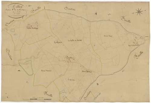 Millay, cadastre ancien : plan parcellaire de la section C dite de Montigny, feuille 4