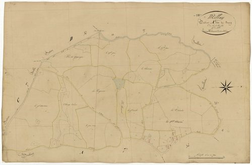 Millay, cadastre ancien : plan parcellaire de la section A dite du Bourg, feuille 6