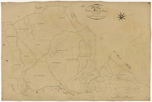 Millay, cadastre ancien : plan parcellaire de la section A dite du Bourg, feuille 1
