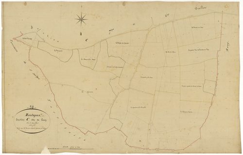 Montapas, cadastre ancien : plan parcellaire de la section C dite de Lucy, feuille 8