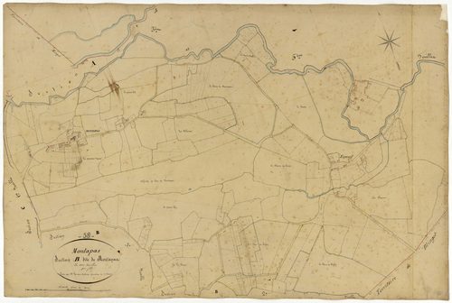 Montapas, cadastre ancien : plan parcellaire de la section B dite de Montapas, feuille 1