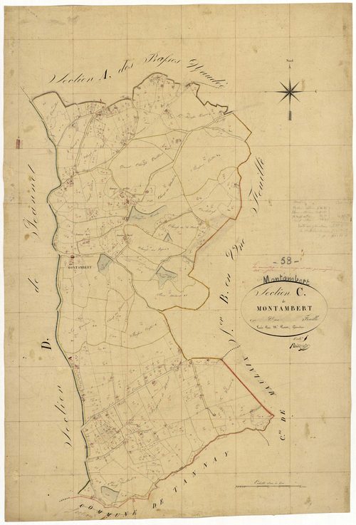 Montambert, cadastre ancien : plan parcellaire de la section C dite de Montambert