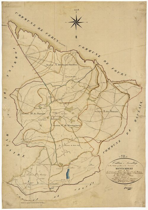 Montambert, cadastre ancien : tableau d'assemblage