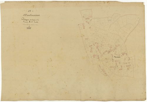 Montenoison, cadastre ancien : plan parcellaire de la section A dite de Noison, feuille 3, développement