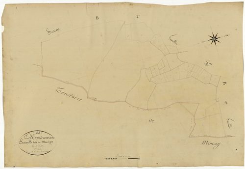 Montenoison, cadastre ancien : plan parcellaire de la section B dite de Marciges, feuille 2