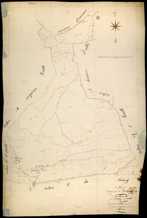 Montigny-aux-Amognes, cadastre ancien : plan parcellaire de la section A dite de Baugy et Meulot, feuille 3