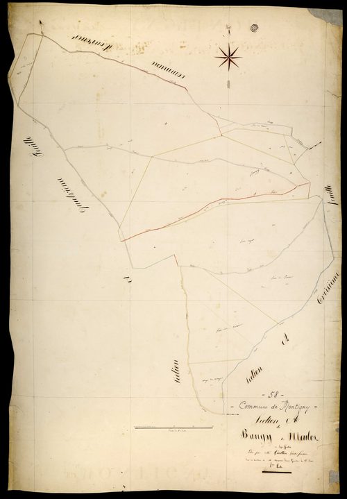Montigny-aux-Amognes, cadastre ancien : plan parcellaire de la section A dite de Baugy et Meulot, feuille 5