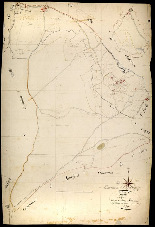 Montigny-aux-Amognes, cadastre ancien : plan parcellaire de la section C dite de Noille, feuille 1