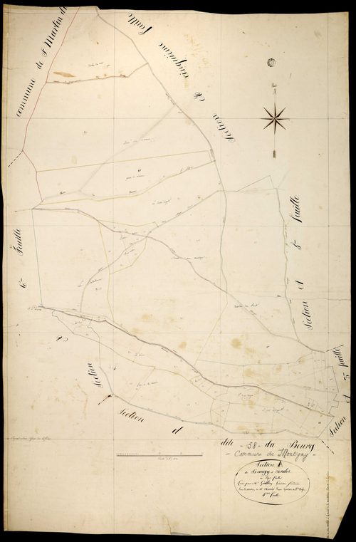 Montigny-aux-Amognes, cadastre ancien : plan parcellaire de la section A dite de Baugy et Meulot, feuille 4