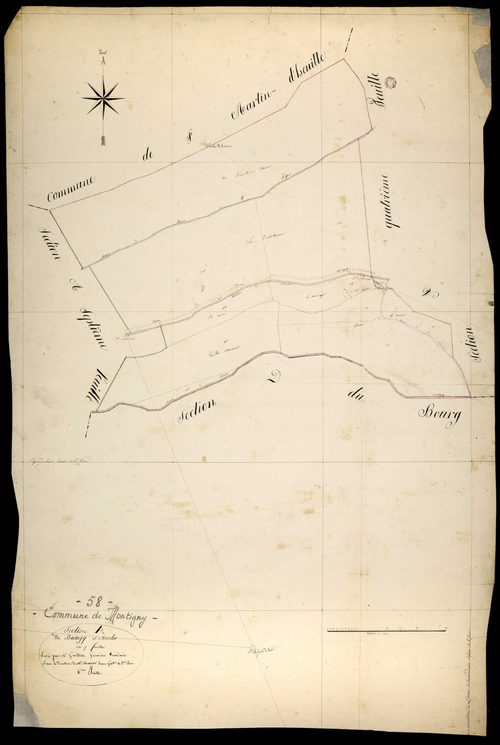 Montigny-aux-Amognes, cadastre ancien : plan parcellaire de la section A dite de Baugy et Meulot, feuille 6