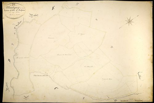 Montigny-sur-Canne, cadastre ancien : plan parcellaire de la section E dite de Bussière, feuille 4