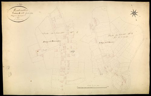 Montreuillon, cadastre ancien : plan parcellaire des sections B et C, développement
