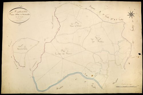 Montreuillon, cadastre ancien : plan parcellaire de la section B dite de Montreuillon, feuille 1