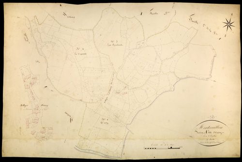 Montreuillon, cadastre ancien : plan parcellaire de la section A dite d'Oussy, feuille 4