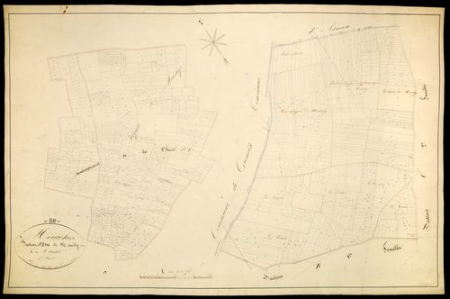 Moraches, cadastre ancien : plan parcellaire de la section E dite de Mouchy, feuille 1