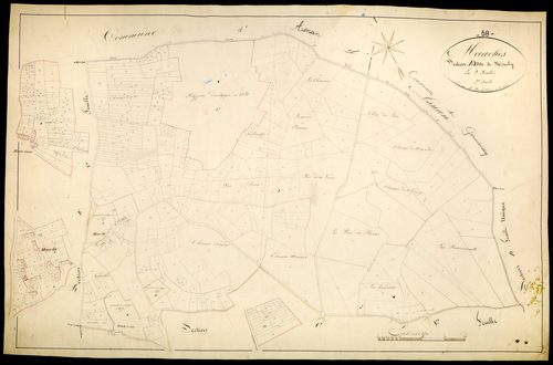 Moraches, cadastre ancien : plan parcellaire de la section E dite de Mouchy, feuille 2