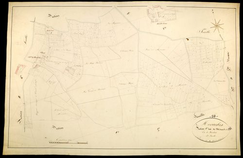 Moraches, cadastre ancien : plan parcellaire de la section C dite de Moraches, feuille 1