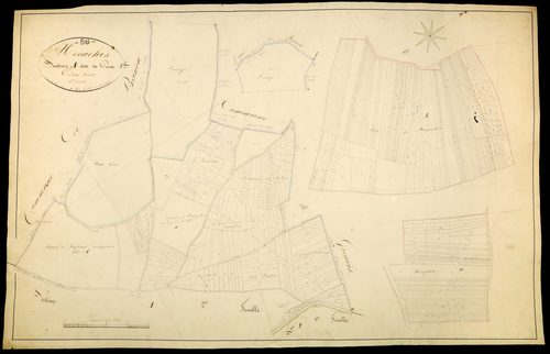 Moraches, cadastre ancien : plan parcellaire de la section A dite de Coux, feuille 1