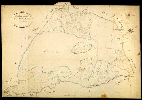 Moulins-Engilbert, cadastre ancien : plan parcellaire de la section D dite de Marry, feuille 2