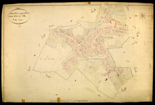 Moulins-Engilbert, cadastre ancien : plan parcellaire de la section B dite de la Ville