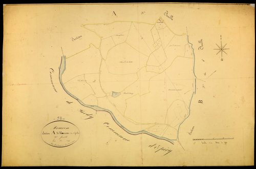 Mouron-sur-Yonne, cadastre ancien : plan parcellaire de la section A dite de Thaveneau, feuille 3
