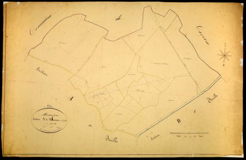Mouron-sur-Yonne, cadastre ancien : plan parcellaire de la section A dite de Thaveneau, feuille 1