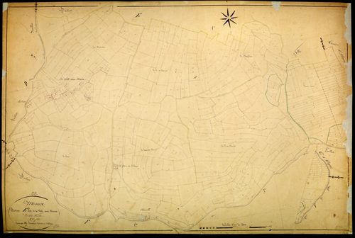 Moux-en-Morvan, cadastre ancien : plan parcellaire de la section E dite de la Velle sous Moux, feuille 2