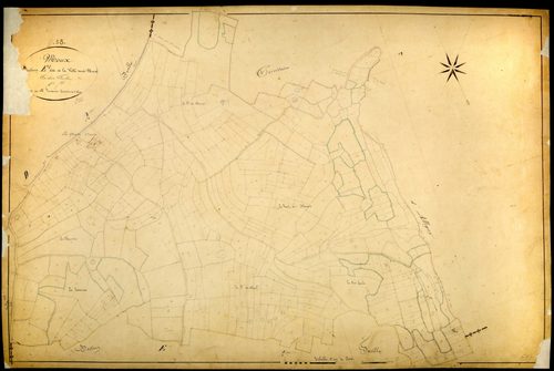 Moux-en-Morvan, cadastre ancien : plan parcellaire de la section E dite de la Velle sous Moux, feuille 1