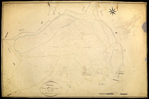 Moux-en-Morvan, cadastre ancien : plan parcellaire de la section F dite de Guise, feuille 3