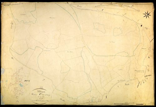 Moux-en-Morvan, cadastre ancien : plan parcellaire de la section C dite du Bourg, feuille 1