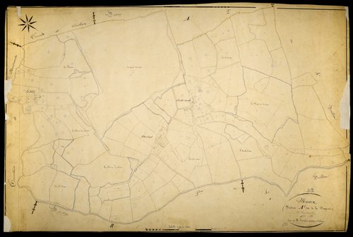 Moux-en-Morvan, cadastre ancien : plan parcellaire de la section A dite de la Fragnot, feuille 1