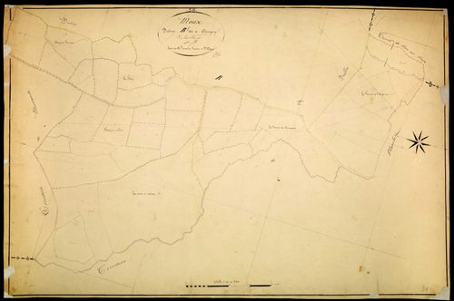 Moux-en-Morvan, cadastre ancien : plan parcellaire de la section B dite de Chevigny, feuille 1