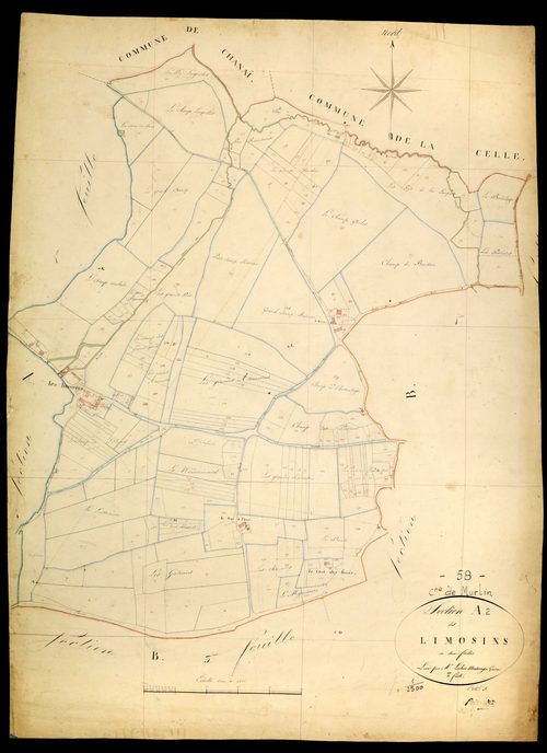Murlin, cadastre ancien : plan parcellaire de la section A dite des Limousins, feuille 2