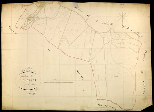 Murlin, cadastre ancien : plan parcellaire de la section C dite de Saint-Vincent