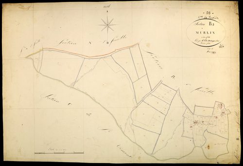 Murlin, cadastre ancien : plan parcellaire de la section B dite de Murlin, feuille 3