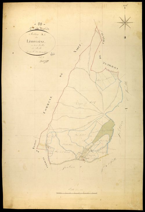 Murlin, cadastre ancien : plan parcellaire de la section A dite des Limousins, feuille 1