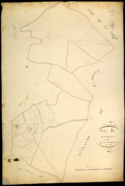 Murlin, cadastre ancien : plan parcellaire de la section B dite de Murlin, feuille 2