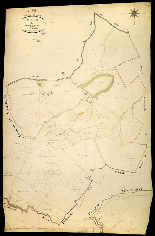Nannay, cadastre ancien : plan parcellaire de la section B dite du Grand Guichy, feuille 3