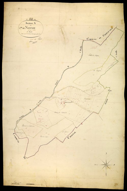 Nannay, cadastre ancien : plan parcellaire de la section A dite de Nannay, feuille 3