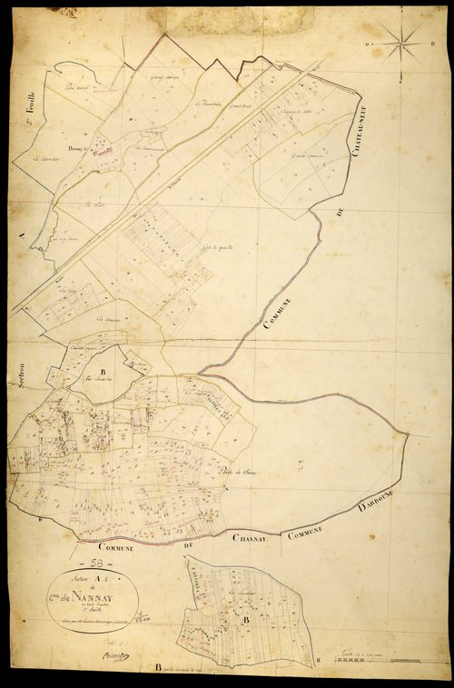 Nannay, cadastre ancien : plan parcellaire de la section A dite de Nannay, feuille 1