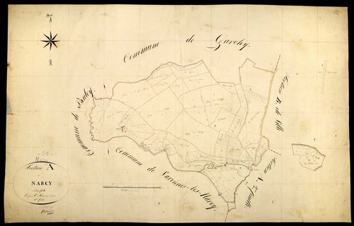 Narcy, cadastre ancien : plan parcellaire de la section A dite de Narcy, feuille 1