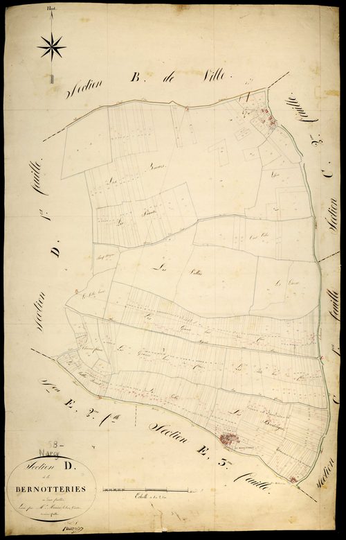 Narcy, cadastre ancien : plan parcellaire de la section D dite de la Bernotterie, feuille 2
