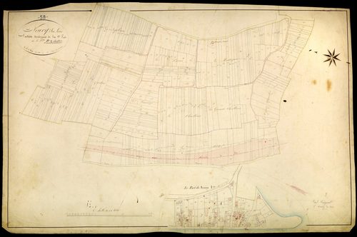 Neuvy-sur-Loire, cadastre ancien : plan parcellaire de la section D dite du Port du Val, feuille 1, développement