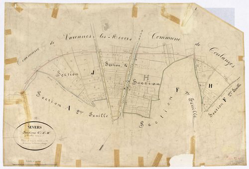 Nevers, cadastre ancien : plan parcellaire des sections G, J et H